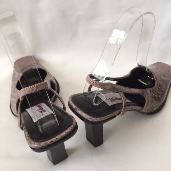 Worthington Square Toe Soft Lavender/Grey Skin Slingback Heels - Picture 13 of 15